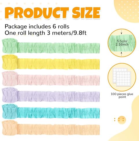 Fuutreo 6 Rolls Ruffled Bulletin Board Borders 59ft Colorful Border Trim Classroom Decor Crepe Paper Bulletin Borders Decoration for DIY Crafts Classroom Back to School Home Nursery in Saudi Arabia