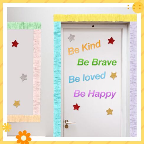 Fuutreo 6 Rolls Ruffled Bulletin Board Borders 59ft Colorful Border Trim Classroom Decor Crepe Paper Bulletin Borders Decoration for DIY Crafts Classroom Back to School Home Nursery in Saudi Arabia