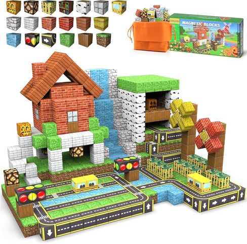 Magnetic Blocks - 100PCS Magnet Tiles Stacking Construction Building Blocks Cubes, STEM Building Game Birthday Gifts for Boys and Girls Age 3+ Years Old in Saudi Arabia