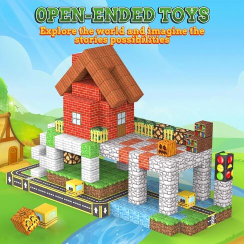 Magnetic Blocks - 100PCS Magnet Tiles Stacking Construction Building Blocks Cubes, STEM Building Game Birthday Gifts for Boys and Girls Age 3+ Years Old in Saudi Arabia