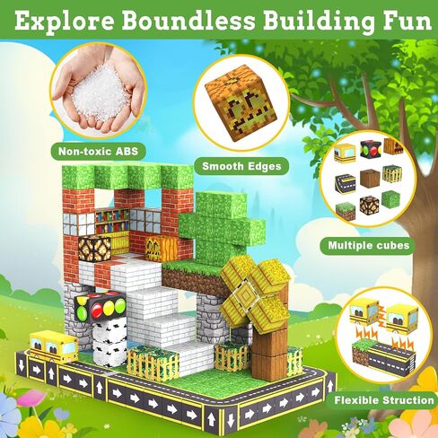 Magnetic Blocks - 100PCS Magnet Tiles Stacking Construction Building Blocks Cubes, STEM Building Game Birthday Gifts for Boys and Girls Age 3+ Years Old in Saudi Arabia
