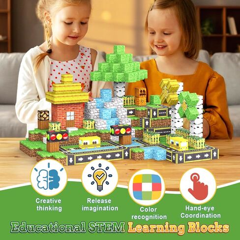 Magnetic Blocks - 100PCS Magnet Tiles Stacking Construction Building Blocks Cubes, STEM Building Game Birthday Gifts for Boys and Girls Age 3+ Years Old in Saudi Arabia