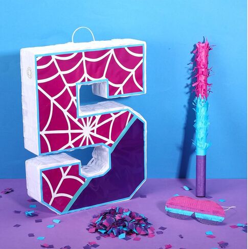 16 بوصة رقم 4 العنكبوت بيناتا لزخارف حفلة عيد الميلاد الرابعة Purple Pink Spider Party Favors ، Spider Pinata مع عصا عصا العصا لمستلزمات حفلات عيد الميلاد الرابعة ، العيد ، الذكرى السنوية in Kuwait