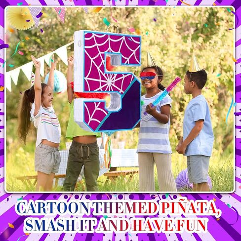 16 بوصة رقم 4 العنكبوت بيناتا لزخارف حفلة عيد الميلاد الرابعة Purple Pink Spider Party Favors ، Spider Pinata مع عصا عصا العصا لمستلزمات حفلات عيد الميلاد الرابعة ، العيد ، الذكرى السنوية in Kuwait