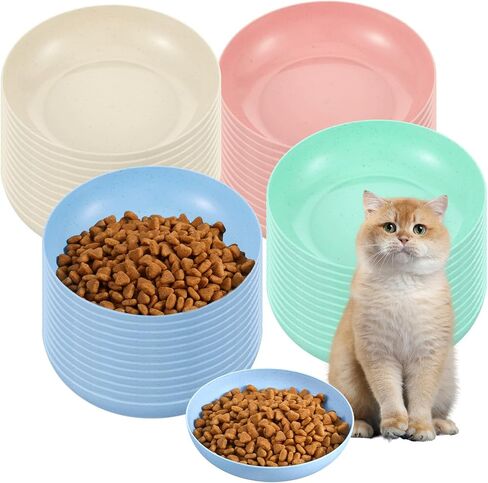 48 Pack Cat Dishes Whisker Friendly, 5.6 Inch Whisker Fatigue Relief Cat Bowl Shallow Wide Pet Food and Water Bowl, Durable Cats Wet Feeding Bowls for Indoor Outdoor Cats Kittens(4 Colors) in Saudi Arabia