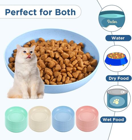48 Pack Cat Dishes Whisker Friendly, 5.6 Inch Whisker Fatigue Relief Cat Bowl Shallow Wide Pet Food and Water Bowl, Durable Cats Wet Feeding Bowls for Indoor Outdoor Cats Kittens(4 Colors) in Saudi Arabia