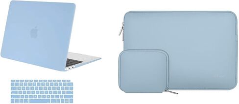 Mosiso متوافق مع Macbook Air 13 Inch Case 2018-2020 الإصدار A2337 M1 A2179 A1932 ، حقيبة بلاستيكية صلبة وحقيبة نيوبرين مع علبة صغيرة ، أزرق مترجّي in Saudi Arabia