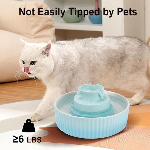 Ceramic Cat Water Fountain, 2.1L/71oz Cat Fountain with 3 Carbon Filters and 2 Quiet Pumps, Cupcake Pet Water Dispenser for Cats and Dogs (Light Blue) in Kuwait