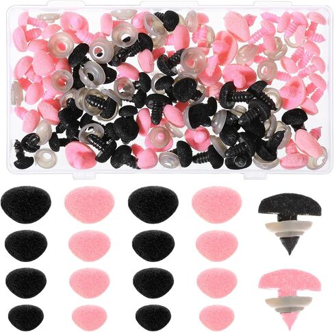 120pcs أنوف أنوف وردية أسود بلوش أنوف سلامة الكروشيه أنف 4 حجم محشو بالحيوانات التي تتدفق مع الغسالات ، وأفخم دمية لوازم 11/14/16/18 ملم in Saudi Arabia