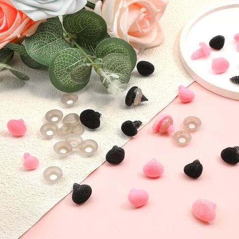 120pcs أنوف أنوف وردية أسود بلوش أنوف سلامة الكروشيه أنف 4 حجم محشو بالحيوانات التي تتدفق مع الغسالات ، وأفخم دمية لوازم 11/14/16/18 ملم in Saudi Arabia