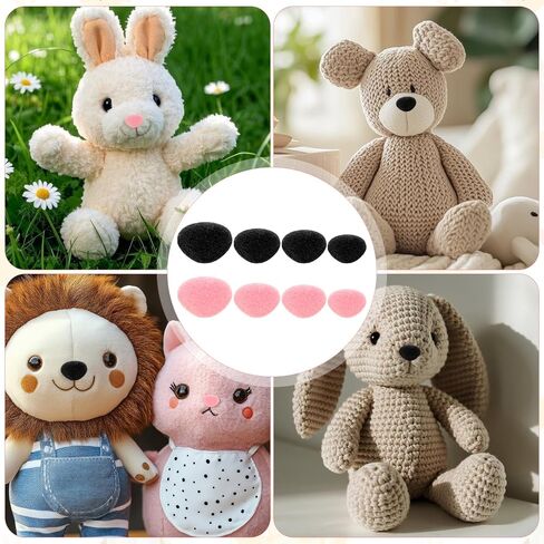 120pcs أنوف أنوف وردية أسود بلوش أنوف سلامة الكروشيه أنف 4 حجم محشو بالحيوانات التي تتدفق مع الغسالات ، وأفخم دمية لوازم 11/14/16/18 ملم in Saudi Arabia
