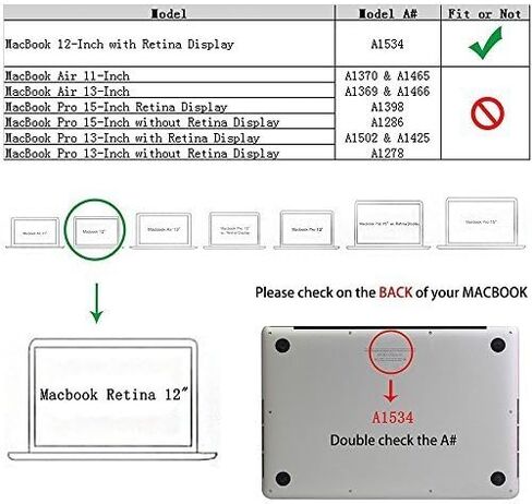 Compatible with MacBook 12 Inch A1534 - Slim Snap On Hard Shell Protective Cover and Keyboard Cover (Black) in Saudi Arabia