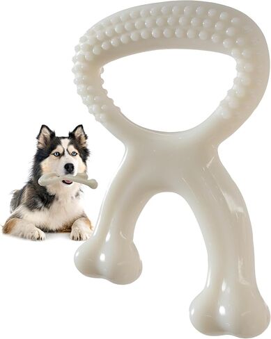 Durable Dog Chew Toy for Aggressive Chewers, Indestructible Nylon Bone Dental Care Teeth Cleaning Chew Toy for Small, Medium and Large Dogs, Keep Them Busy, Irresistible Beef Flavor (Brown) in Kuwait