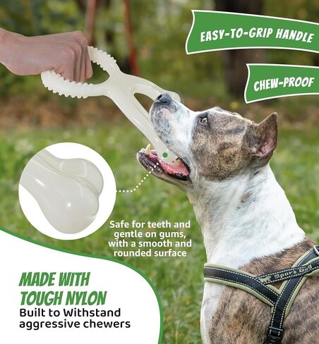 Durable Dog Chew Toy for Aggressive Chewers, Indestructible Nylon Bone Dental Care Teeth Cleaning Chew Toy for Small, Medium and Large Dogs, Keep Them Busy, Irresistible Beef Flavor (Brown) in Kuwait