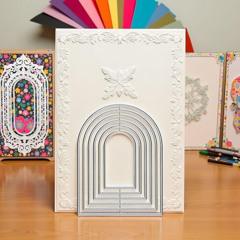 Silver Overlap Arched Border Metal Cutting Dies for Card Making Kit Embossing Paper Die Cuts Scrapbook Machine Stencils Storage Pockets Supplies,Embossing Kit，Scrapbooking,Die-Cutting and Embossing in Saudi Arabia