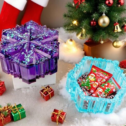 Snowflake Box Resin Mold, Jars Silicone Molds with Lid for Epoxy Resin Casting for DIY Jewelry Storage Box, Candy Container, Candle Vessel, Christmas Decoration in Saudi Arabia