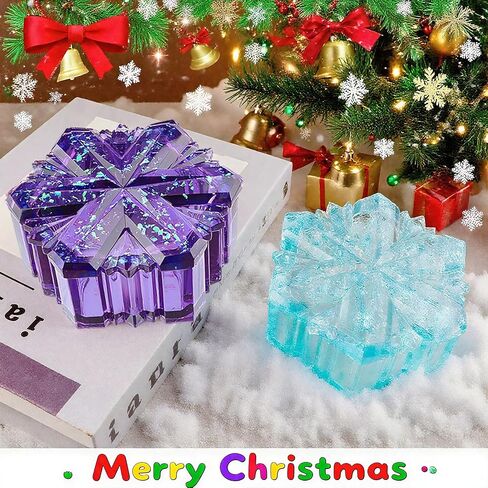 Snowflake Box Resin Mold, Jars Silicone Molds with Lid for Epoxy Resin Casting for DIY Jewelry Storage Box, Candy Container, Candle Vessel, Christmas Decoration in Saudi Arabia
