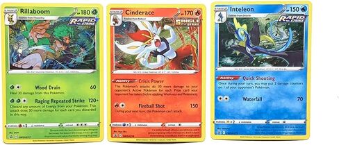 Rillaboom Cinderace Inteleon - Pokemon 3 Card Lot - Black Star Promo SWSH277 SWSH278 SWSH 279 - Crown Zenith in Saudi Arabia