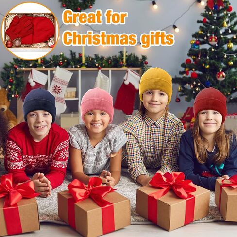 Toulite 100 Pcs Winter Beanies Gloves, Winter Hats Gloves Bulk for Toddler, Gloves and Hats for Kids Bulk, Children Warm Cold Weather Hats for Children School Donation Set in Kuwait