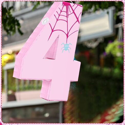 Soulchen Pink Spider Web Piñata Number 5 Spider Piñata with Stick Blindfold Confetti for Boy Girl Kids Celebration 5th Birthday Party Decorations Supplies, 13.7 x 9.8 x 1.9 Inches in Saudi Arabia