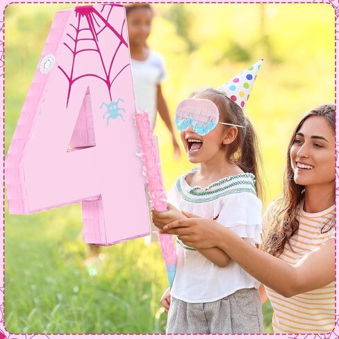 Soulchen Pink Spider Web Piñata Number 5 Spider Piñata with Stick Blindfold Confetti for Boy Girl Kids Celebration 5th Birthday Party Decorations Supplies, 13.7 x 9.8 x 1.9 Inches in Saudi Arabia