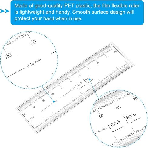 PATIKIL Film Flexible Ruler 40cm 0.1mm Scale with R Angle and Width Lines Clear PET Plastic Soft Folding Straight Ruler for Factory, Transparent, 1 Pcs in Saudi Arabia