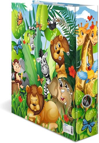 HERMA 19274 Folder DIN A4 Nursery Animals World Map, 7 cm Wide, Sturdy Cardboard, Coloured Outside and Inside Print in High-Quality Design, Ring Binder, Lever Arch File, Office Folder, Motif Folder in Kuwait
