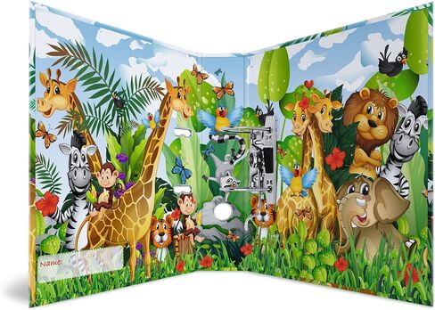HERMA 19274 Folder DIN A4 Nursery Animals World Map, 7 cm Wide, Sturdy Cardboard, Coloured Outside and Inside Print in High-Quality Design, Ring Binder, Lever Arch File, Office Folder, Motif Folder in Kuwait