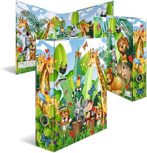 HERMA 19274 Folder DIN A4 Nursery Animals World Map, 7 cm Wide, Sturdy Cardboard, Coloured Outside and Inside Print in High-Quality Design, Ring Binder, Lever Arch File, Office Folder, Motif Folder in Kuwait