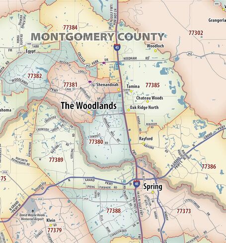 Houston TX ZIP Code Laminated Map (48" wide x 59" tall) in Saudi Arabia