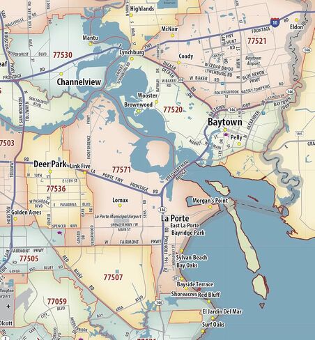 Houston TX ZIP Code Laminated Map (48" wide x 59" tall) in Saudi Arabia