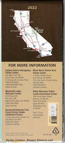 United States Department of Agriculture Inyo National Forest Forest Visitor Map (California) - Topographic - Full Color - Matte Finish - 24 x 36 Inches - Maps in Saudi Arabia