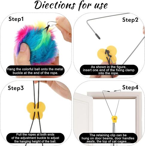 Self Play Cat Toy for Door Frame Hanging Cat Rope Toy for Indoor Cats 360 Rotation Cotton Rope Independent Play Hanging Door Frame Cats Toys Kitten String Teaser Safe Pet Wand Spring Toys in Saudi Arabia