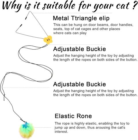Self Play Cat Toy for Door Frame Hanging Cat Rope Toy for Indoor Cats 360 Rotation Cotton Rope Independent Play Hanging Door Frame Cats Toys Kitten String Teaser Safe Pet Wand Spring Toys in Saudi Arabia