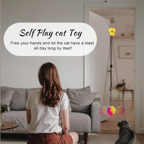 Self Play Cat Toy for Door Frame Hanging Cat Rope Toy for Indoor Cats 360 Rotation Cotton Rope Independent Play Hanging Door Frame Cats Toys Kitten String Teaser Safe Pet Wand Spring Toys in Saudi Arabia