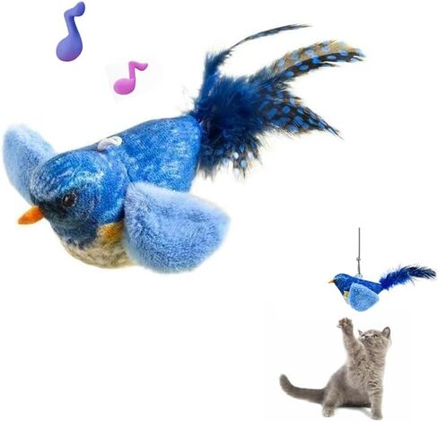 لعبة Cat Bird Cat التفاعلية مع Catnip-لعبة للعب الذاتي والتمرين التلقائي للقطط الداخلية ، وتصميم الطيور الناعمة مع أصوات واقعية ، ومثالية للقطط والكلاب الصغيرة in Kuwait