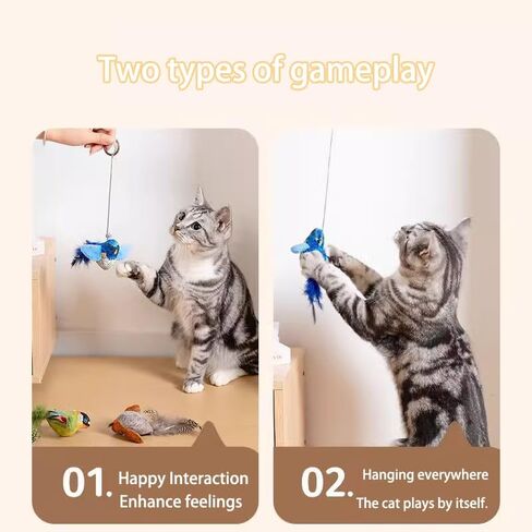 لعبة Cat Bird Cat التفاعلية مع Catnip-لعبة للعب الذاتي والتمرين التلقائي للقطط الداخلية ، وتصميم الطيور الناعمة مع أصوات واقعية ، ومثالية للقطط والكلاب الصغيرة in Kuwait