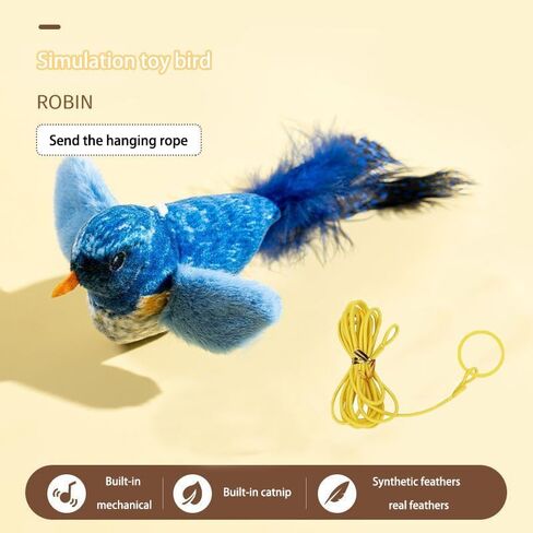 لعبة Cat Bird Cat التفاعلية مع Catnip-لعبة للعب الذاتي والتمرين التلقائي للقطط الداخلية ، وتصميم الطيور الناعمة مع أصوات واقعية ، ومثالية للقطط والكلاب الصغيرة in Kuwait