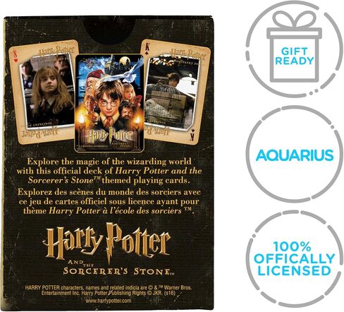 Aquarius Harry Potter Play Cards - سطح البطاقات الحجرية في Sorcerer لألعاب الورق المفضلة لديك - Permense و Combicibles مرخصة رسميًا in Saudi Arabia