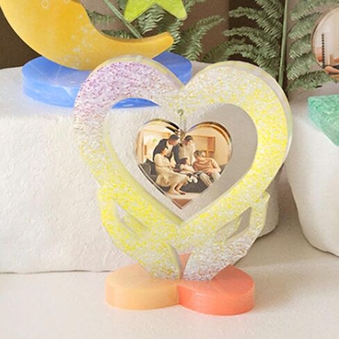 2 PCS Heart Photo Frame Mould Mould مع 10 سلاسل قالب راتنج الايبوكسي لعرض الصور DIY ، ديكور الزفاف ، الديكور المنزل ، تذكار الذاكرة (القلب) in Kuwait
