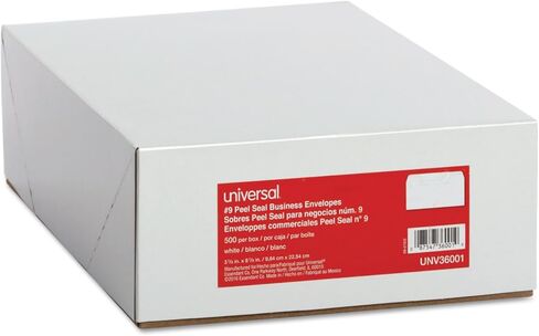 Universal 36001 Peel Seal Strip Business Envelope, 9, 3 7/8 x 8 7/8, White, 500/Box in Saudi Arabia
