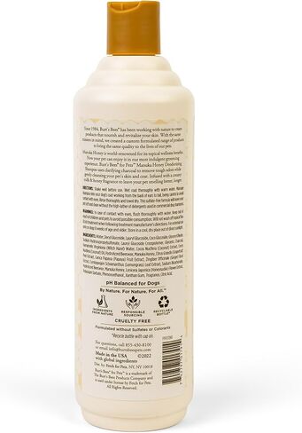 Burt’s Bees for Pet Pets Romodorizing Shampoo مع عسل Manuka والفحم للكلاب - المكونات المشتقة بشكل طبيعي ، 16 أوقية in Kuwait