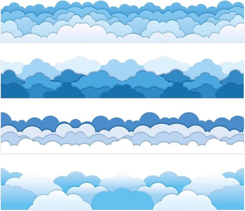 82ft Blue Sky Clouds Scalloped Bulletin Board Borders Stickers Die-Cut Self-Adhesive Border Trims Bulletin Board Back to School Supplies Classroom Borders for Chalkboard Walls Desks Offices Decor in Saudi Arabia
