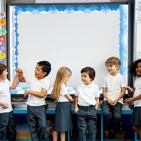 82ft Blue Sky Clouds Scalloped Bulletin Board Borders Stickers Die-Cut Self-Adhesive Border Trims Bulletin Board Back to School Supplies Classroom Borders for Chalkboard Walls Desks Offices Decor in Saudi Arabia