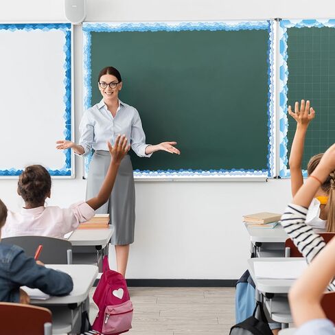 82ft Blue Sky Clouds Scalloped Bulletin Board Borders Stickers Die-Cut Self-Adhesive Border Trims Bulletin Board Back to School Supplies Classroom Borders for Chalkboard Walls Desks Offices Decor in Saudi Arabia