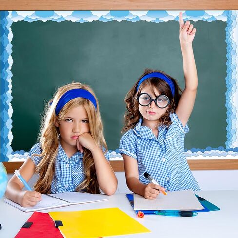 82ft Blue Sky Clouds Scalloped Bulletin Board Borders Stickers Die-Cut Self-Adhesive Border Trims Bulletin Board Back to School Supplies Classroom Borders for Chalkboard Walls Desks Offices Decor in Saudi Arabia