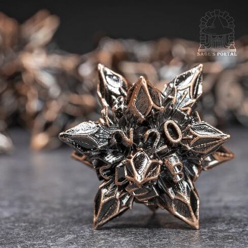 بوابة SAGE Blossly Deadly Metal DND DICE 7 قطعة زهر متعدد السطوح مجموعة من الأبراج المحصنة TTRPG DND و Dragons Pathfinder مصمم زخرف الزينة (الوردي) in Kuwait