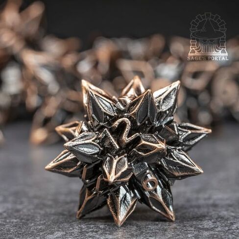 بوابة SAGE Blossly Deadly Metal DND DICE 7 قطعة زهر متعدد السطوح مجموعة من الأبراج المحصنة TTRPG DND و Dragons Pathfinder مصمم زخرف الزينة (الوردي) in Kuwait