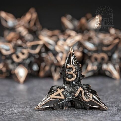 بوابة SAGE Blossly Deadly Metal DND DICE 7 قطعة زهر متعدد السطوح مجموعة من الأبراج المحصنة TTRPG DND و Dragons Pathfinder مصمم زخرف الزينة (الوردي) in Kuwait