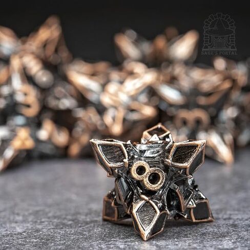بوابة SAGE Blossly Deadly Metal DND DICE 7 قطعة زهر متعدد السطوح مجموعة من الأبراج المحصنة TTRPG DND و Dragons Pathfinder مصمم زخرف الزينة (الوردي) in Kuwait